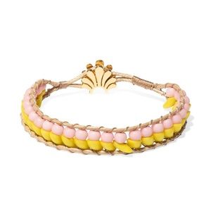 $95 LELE SADOUGHI  Braided Frame Beaded Bracelet in Yellow Rose